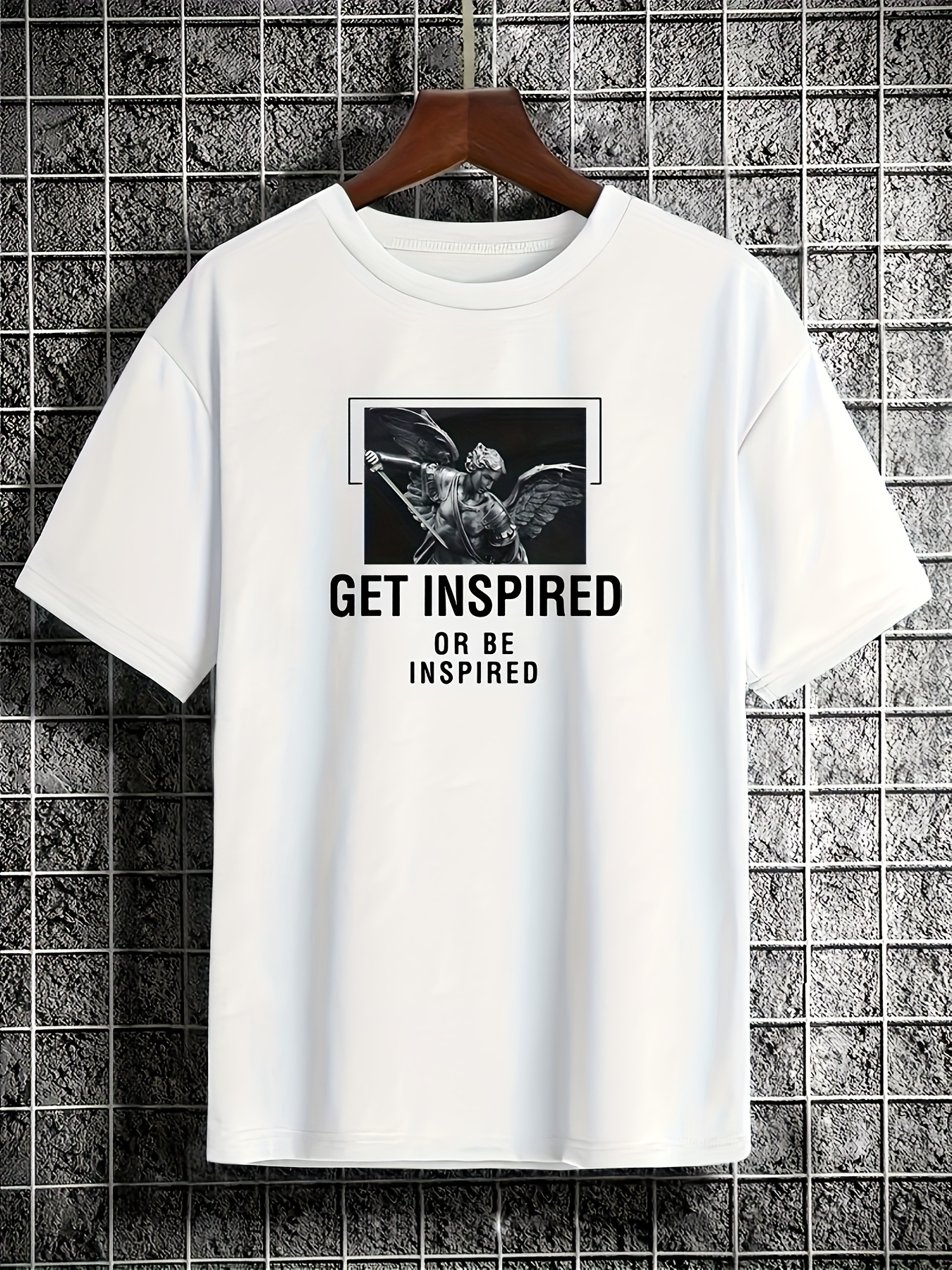 Men's Graphic T-Shirt Get Inspired Or Be Inspired Minimalist Marble Statue Under Box Frame
