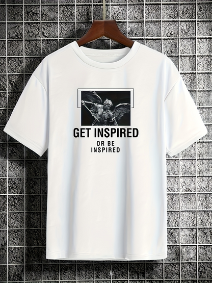Men's Graphic T-Shirt Get Inspired Or Be Inspired Minimalist Marble Statue Under Box Frame
