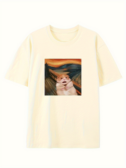 Men's Graphic T-Shirt Happy Dog Under Dramatic Skies With Abstract Colorful Mountains