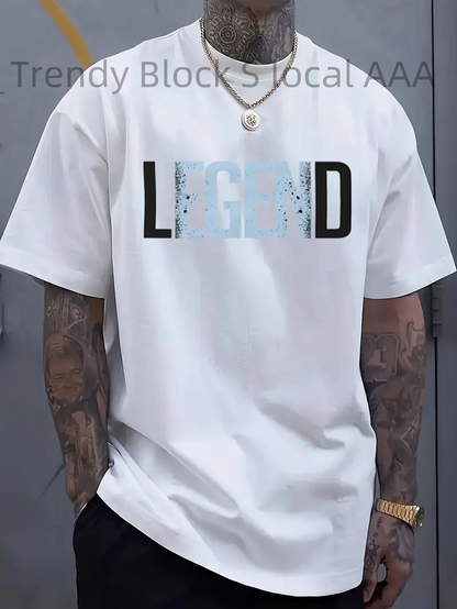 Men's Graphic T-Shirt Legend Bold Lettering With Faded Pastel Blue Paint Pattern Word