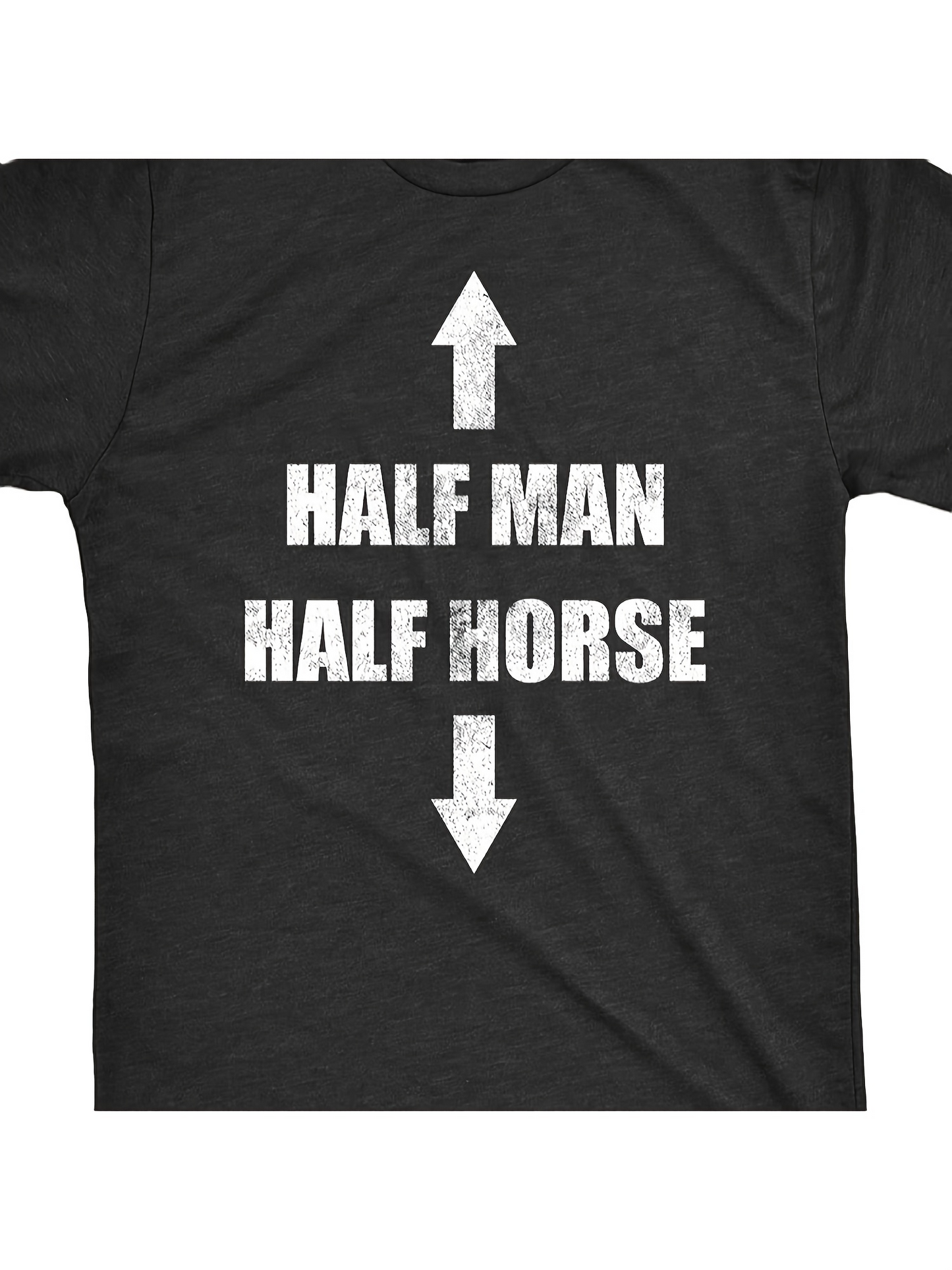 Men's Graphic T-Shirt Distressed Bold Typography With White Directional Arrows Centered On Text Horse