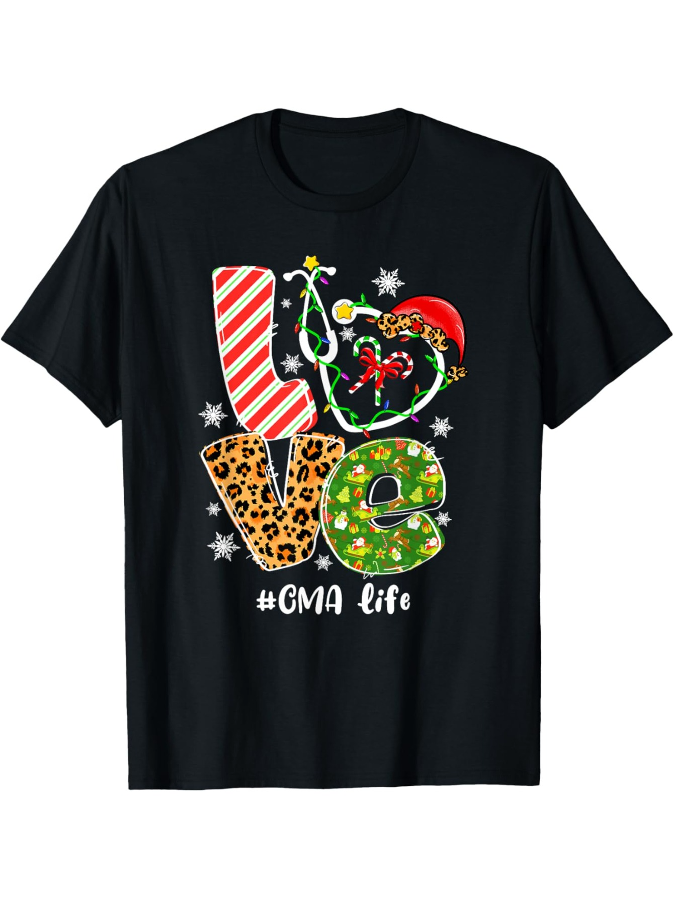 Men's Graphic T-Shirt Love Patterned Letters With Christmas Holiday Elements