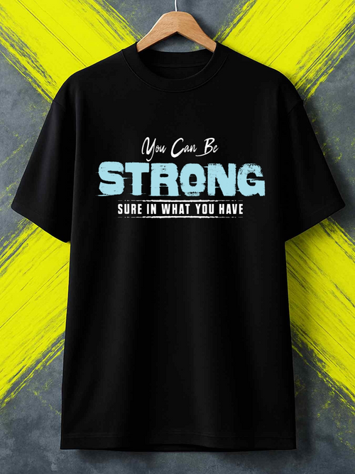 Men's Graphic T-Shirt You Can Be Strong Lettering With Bold Blue White Text Inspirational Quote