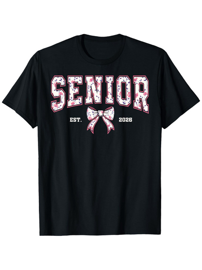 Men's Graphic T-Shirt Senior Cheer Bow With Floral Print Celebrating Graduation Year