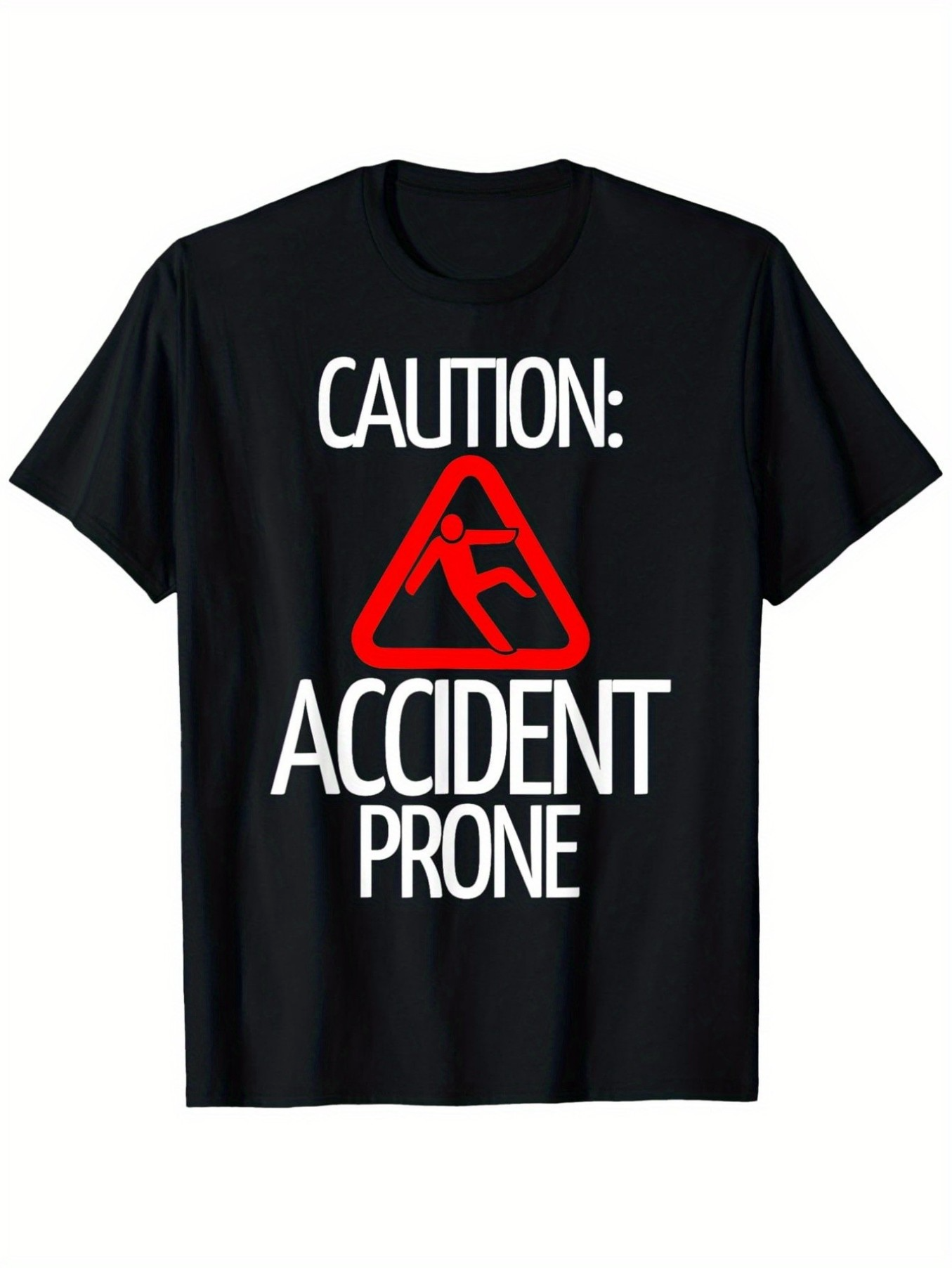 Men's Graphic T-Shirt Caution Accident Prone Warning Sign With Falling Person Icon T Shirt