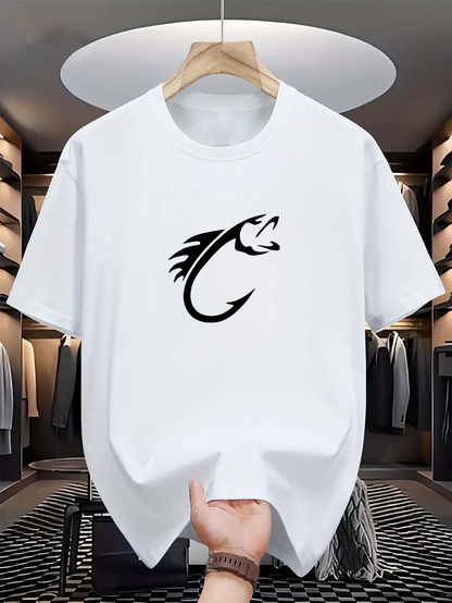 Men's Graphic T-Shirt Sharp Curved Hook Forming The Head Of A Striking Fierce Fish