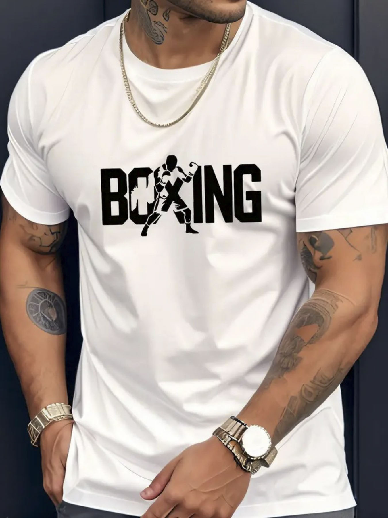 Men's Graphic T-Shirt Knockout Energy Fighter Silhouette With Bold Modern Boxing Lettering