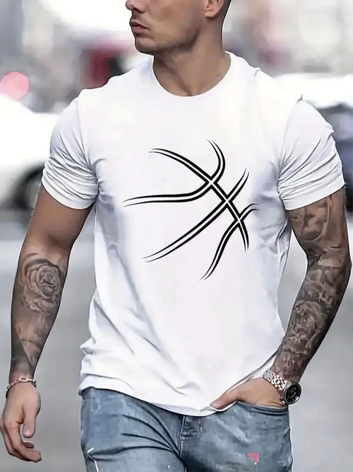 Men's Graphic T-Shirt Minimalist Curved Black Lines On A Crisp White Modern T Shirt
