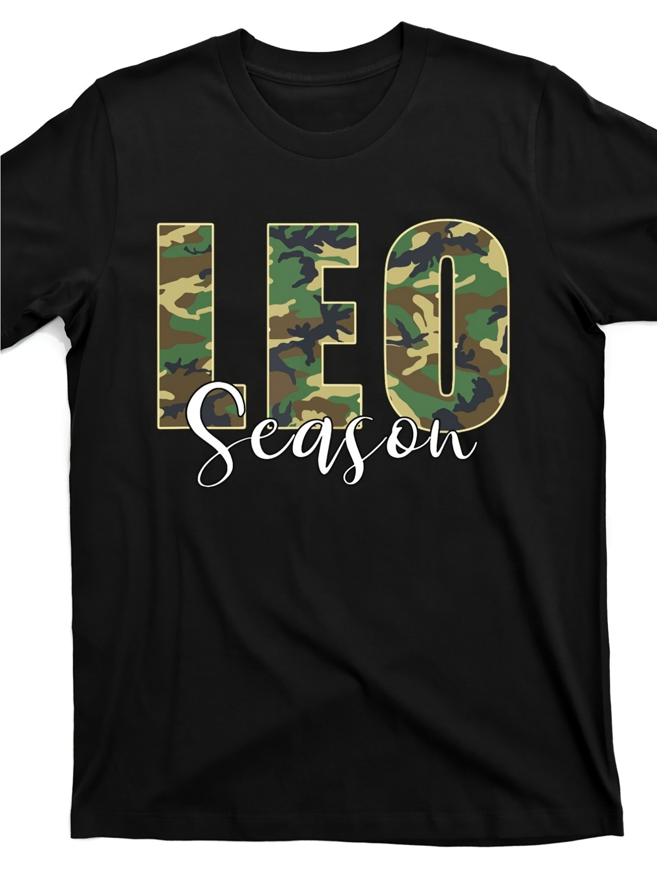 Men's Graphic T-Shirt Camouflage LEO Typography With Curved Handwritten Lettering Season