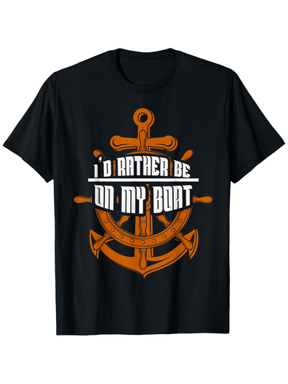 Men's Graphic T-Shirt Id Rather Be Relaxing With Wooden Anchor Under Nautical Sun Boat
