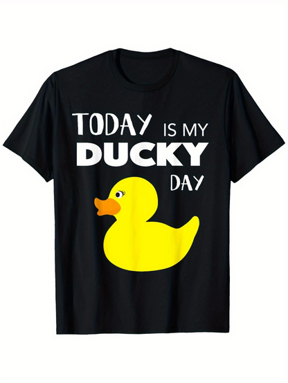 Men's Graphic T-Shirt Today Is My Ducky Day With Bright Yellow Cartoon Duck