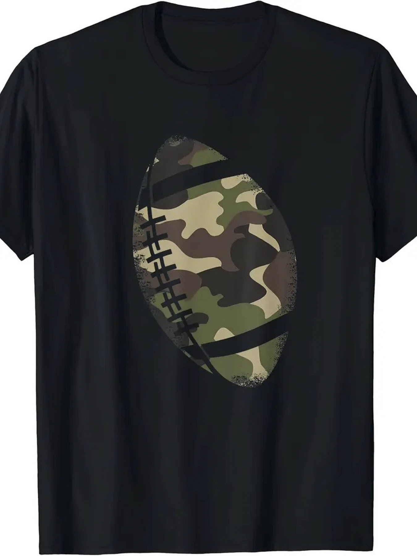 Men's Graphic T-Shirt Green Camouflage Pattern With Shadows On Football