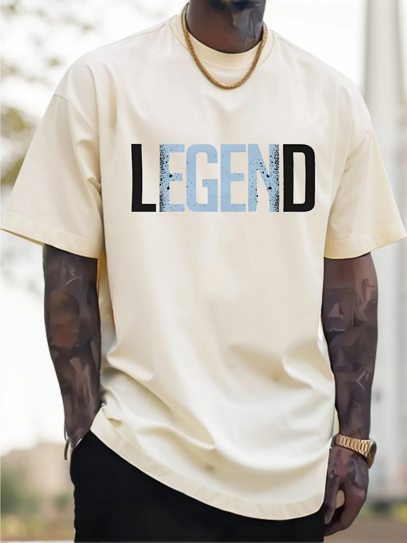 Men's Graphic T-Shirt Legend In Big Bold Block Lettering Motif Centered T Shirt
