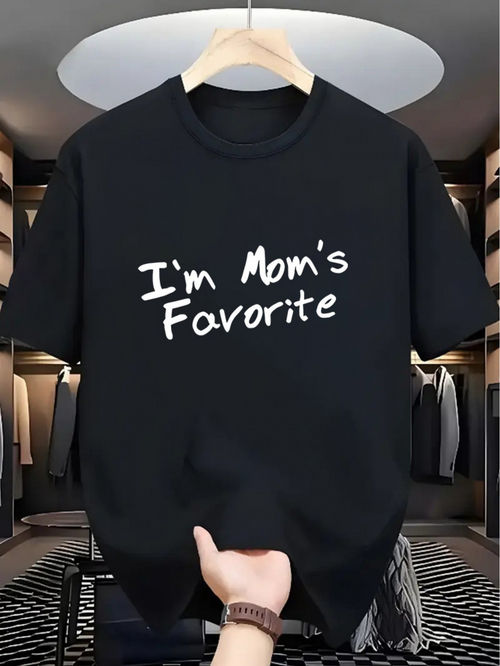 Men's Graphic T-Shirt Im Moms Favorite Bold White Handwritten Slogan Statement Shirt