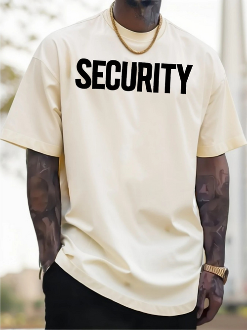 Men's Graphic T-Shirt Security Bold Lettering Centered On Plain T Shirt