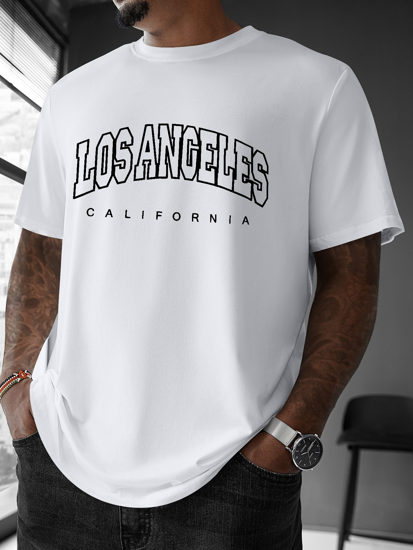Men's Graphic T-Shirt Los Angeles California Street Style Minimalist Urban T Shirt