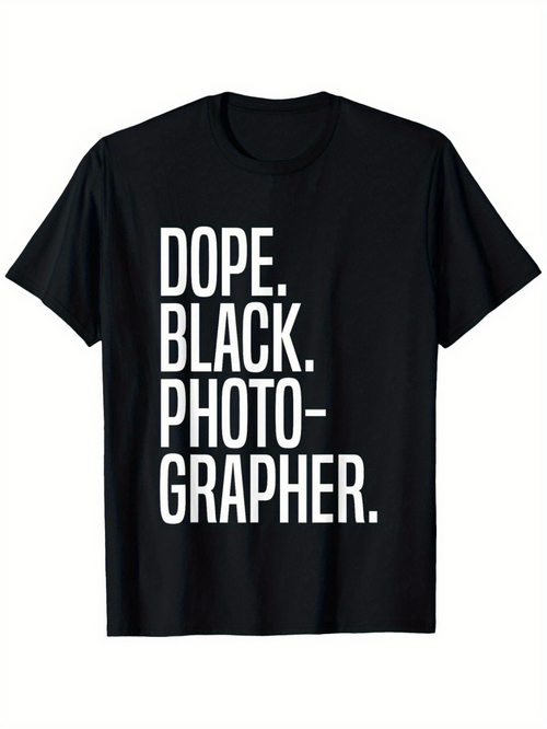 Men's Graphic T-Shirt Dope Black Photographer Bold Statement Vertical Lettering T Shirt