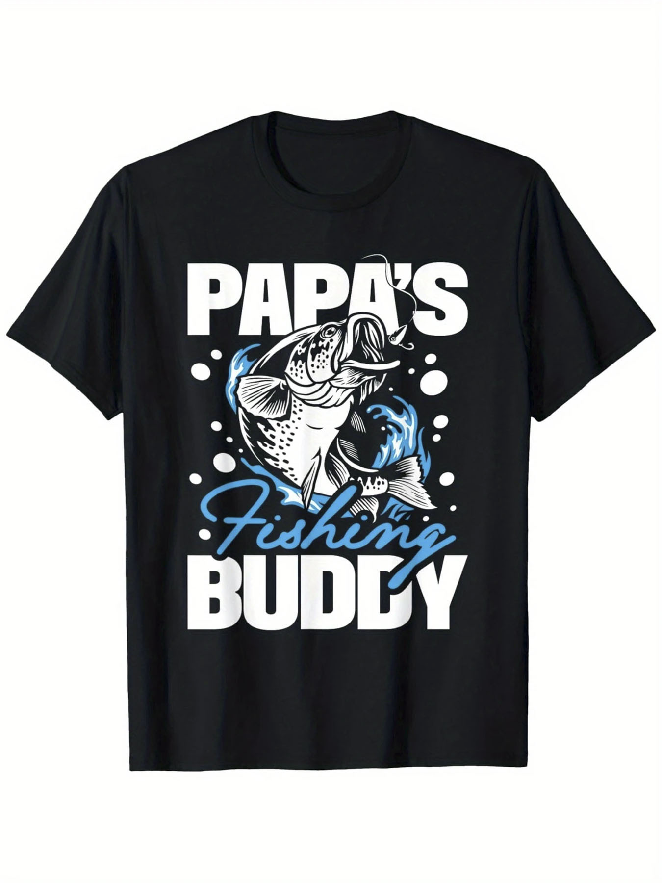 Men's Graphic T-Shirt Papas Fishing Buddy Splashing Water With Jumping Lively Freshwater Fish