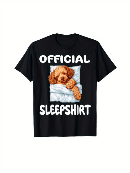 Men's Graphic T-Shirt Official Sleepshirt Fluffy Dog Resting On White Pillow Shirt