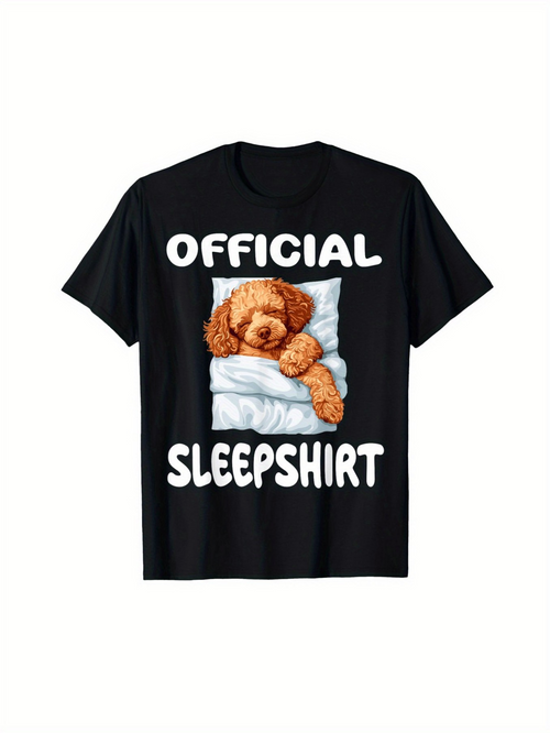 Men's Graphic T-Shirt Official Sleepshirt Fluffy Dog Resting On White Pillow Shirt