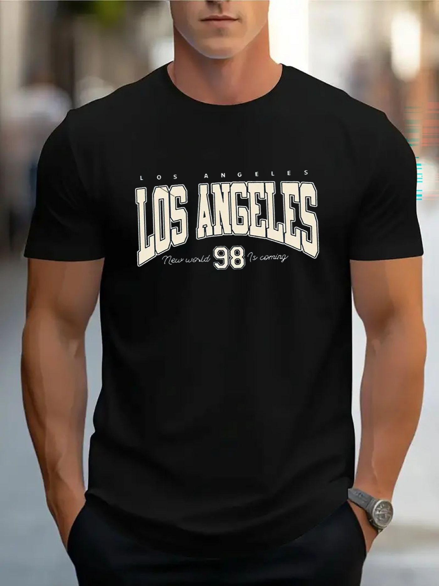 Men's Graphic T-Shirt Los Angeles Vintage Sport Lettering And Distressed Athletic Number T Shirt