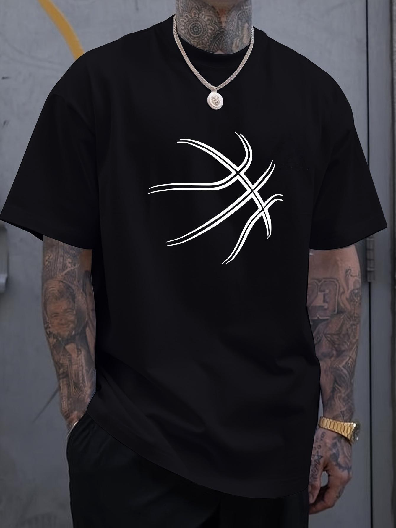 Men's Graphic T-Shirt Abstract White Lines Forming Modern Artistic Basketball
