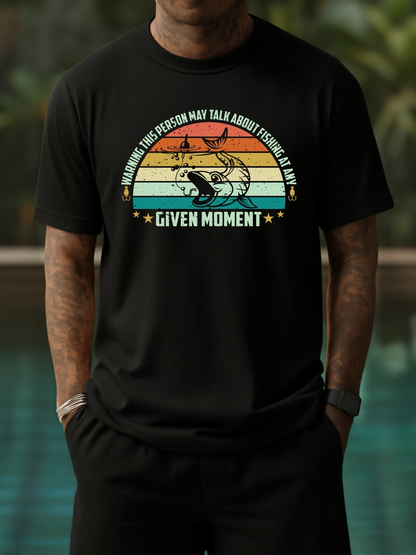 Men's Graphic T-Shirt Any Given Moment Retro Sunset With Surfer And Big Ocean Wave