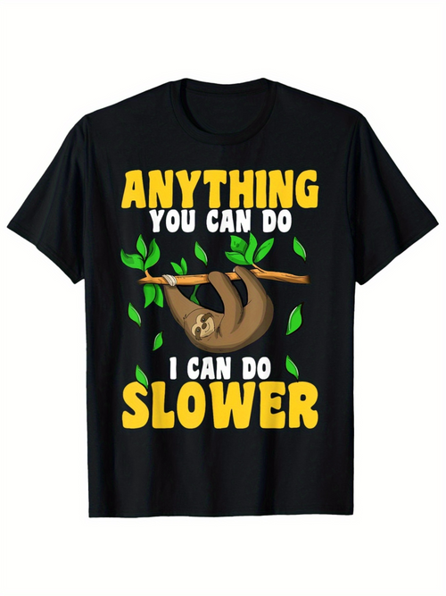 Men's Graphic T-Shirt Anything You Can Do Green Leaves Hanging Happy Sloth