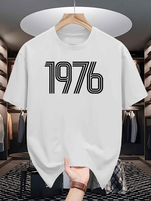 Men's Graphic T-Shirt Bold Black Striped Numbers Centered On Clean White T Shirt