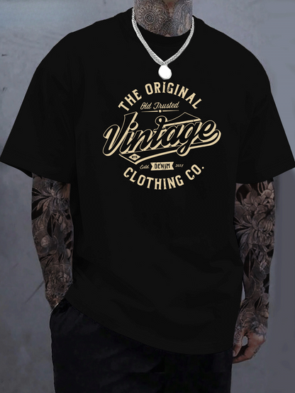 Men's Graphic T-Shirt The Original Vintage Gold Lettering On Classic Cotton Black Shirt
