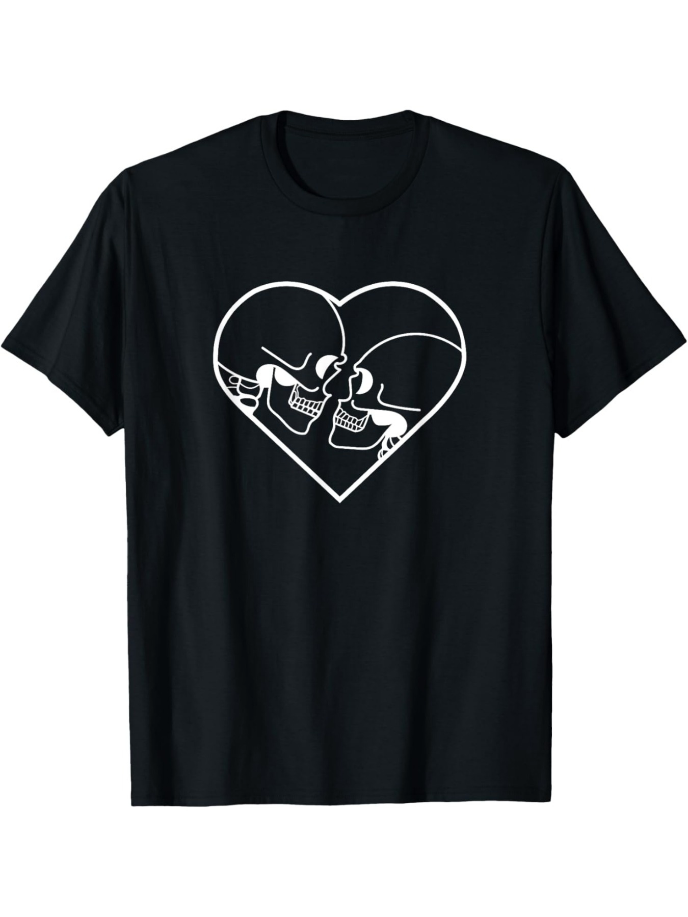 Men's Graphic T-Shirt Romantic Skeletons Facing Each Other Inside A Heart