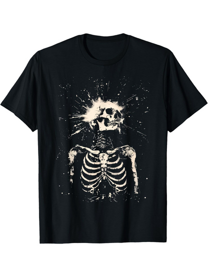 Men's Graphic T-Shirt Dramatic Paint Splatter With Detailed Artistic Skeleton Print