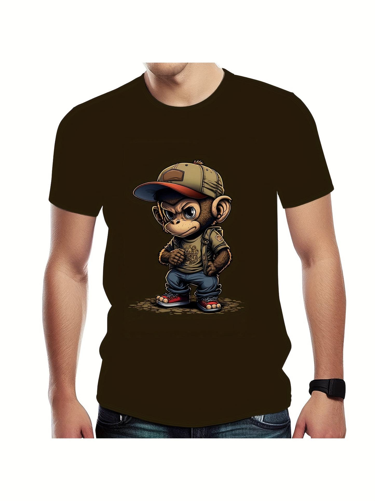 Men's Graphic T-Shirt Urban Hip Hop Style Monkey In Cool Outfit