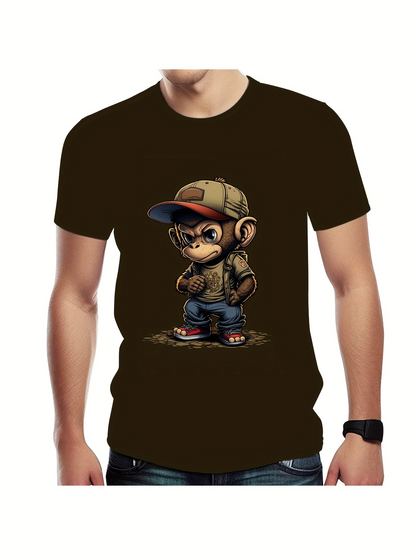 Men's Graphic T-Shirt Urban Hip Hop Style Monkey In Cool Outfit