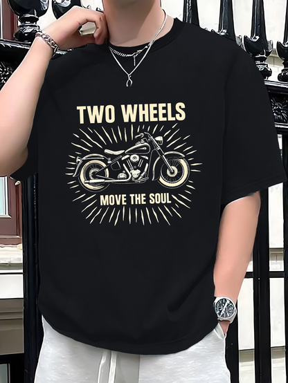 Men's Graphic T-Shirt Two Wheels Move The Soul Radiant Vintage Style Motorcycle Graphic Design