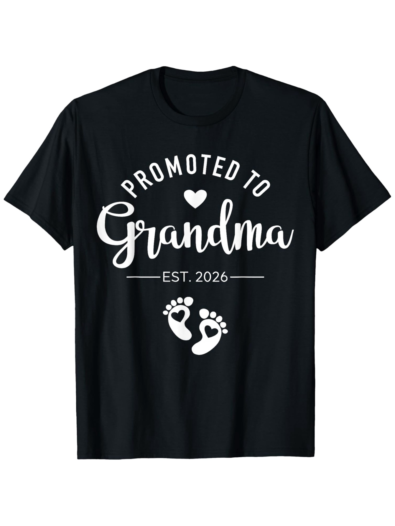 Men's Graphic T-Shirt Promoted To Grandma With Baby Footprints And Heart Motif T Shirt