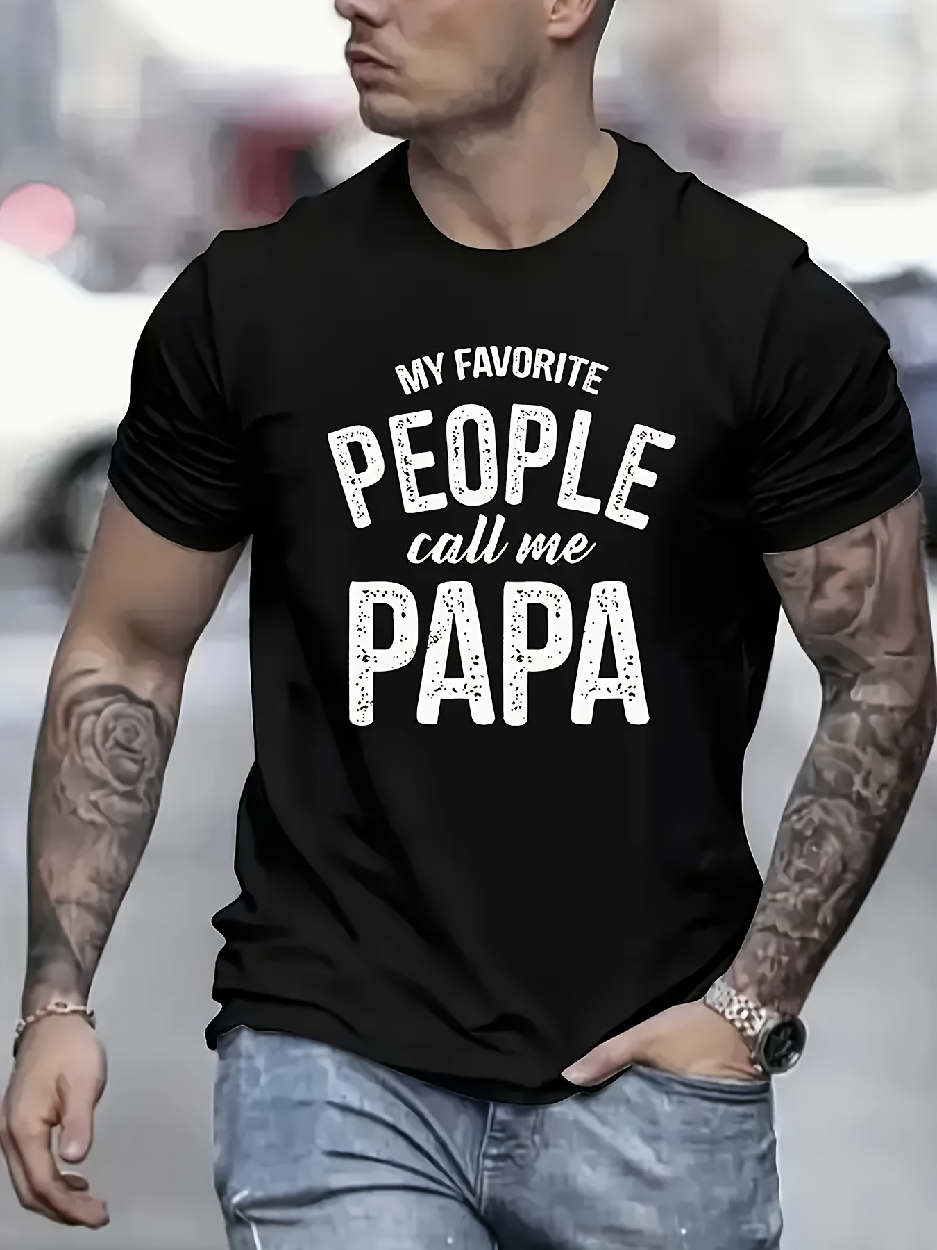 Men's Graphic T-Shirt My Favorite People Call Me Papa Bold White Lettering Statement
