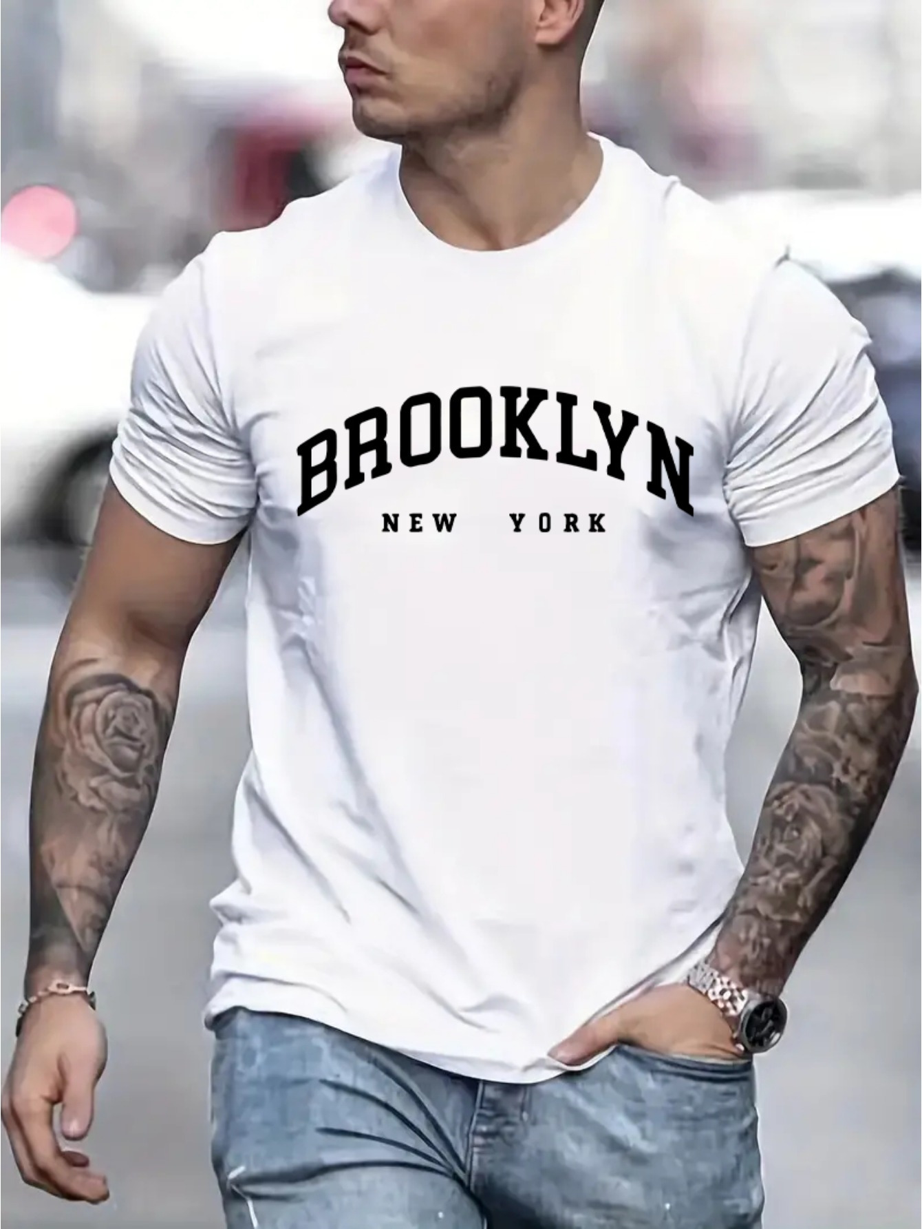 Men's Graphic T-Shirt Brooklyn New York Bold Lettering In Urban Minimal Style T Shirt