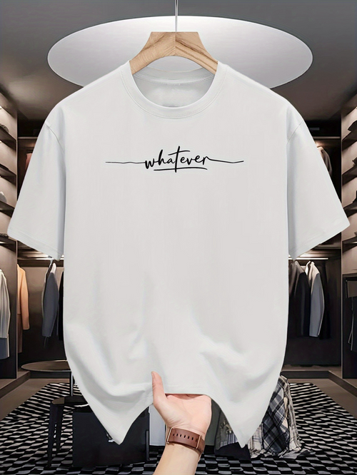 Men's Graphic T-Shirt Minimalist Script Line With Handwritten Word Whatever T Shirt