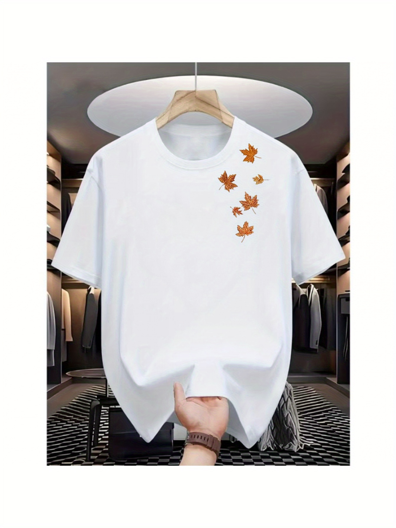 Men's Graphic T-Shirt Crisp Autumn Leaves Scattered Lightly Across Soft Cotton T Shirt