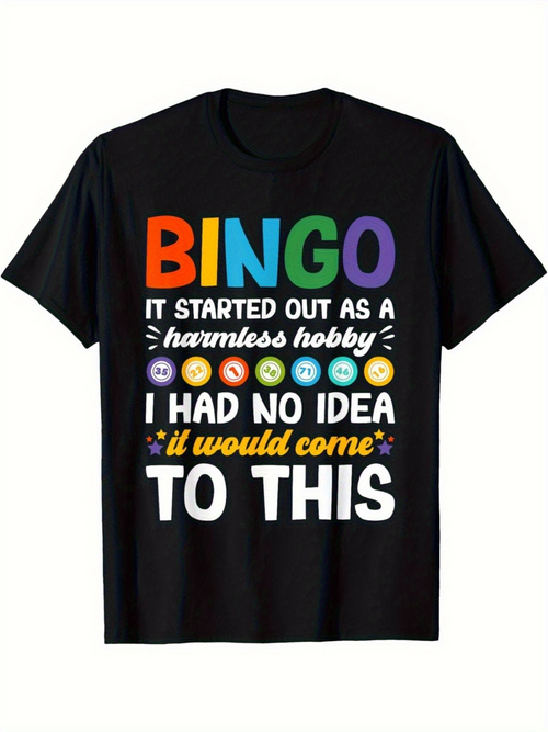 Men's Graphic T-Shirt Bingo Inspired Colorful Letters With Bingo Balls And Fun Slogan Words Shirt