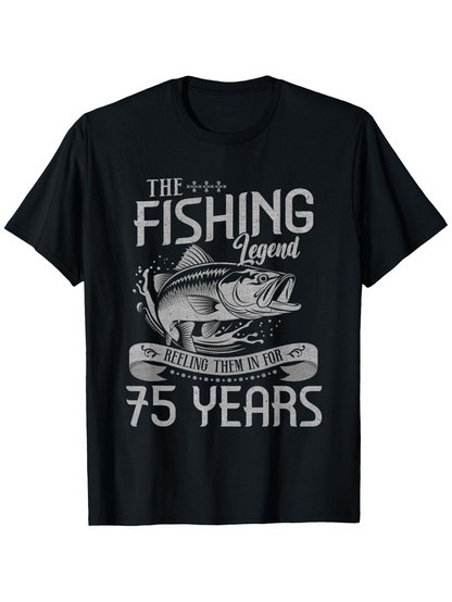 Men's Graphic T-Shirt The Fishing Legend Bold Text With Jumping Fish Among Dynamic Rippling Water
