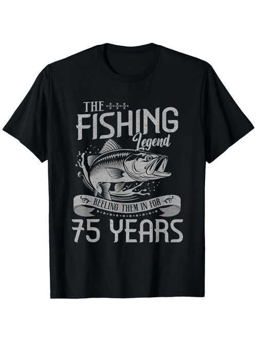 Men's Graphic T-Shirt The Fishing Legend Bold Text With Jumping Fish Among Dynamic Rippling Water