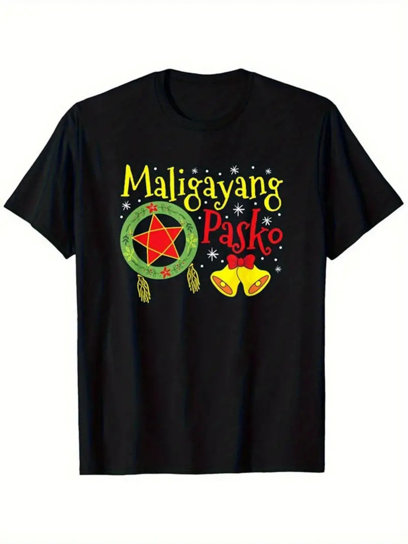 Men's Graphic T-Shirt Christmas Lantern With Glittering Lights And Joyful Yellow Holiday Bells