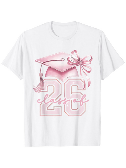 Men's Graphic T-Shirt Classic Pink Graduation Cap And Ribbon With Bold Number 26 Shirt