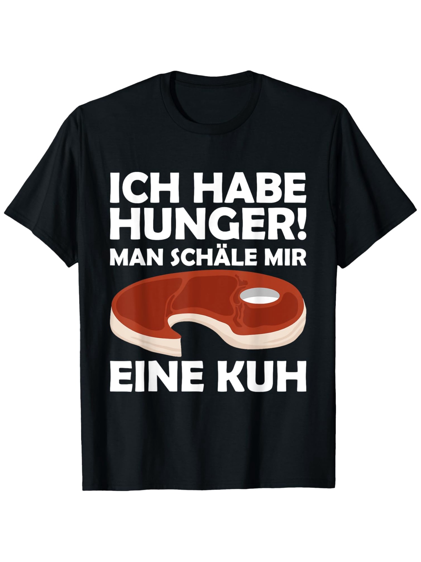 Men's Graphic T-Shirt Juicy Cartoon Steak With Playful Humor Surrounded By Bold Lettering Steak