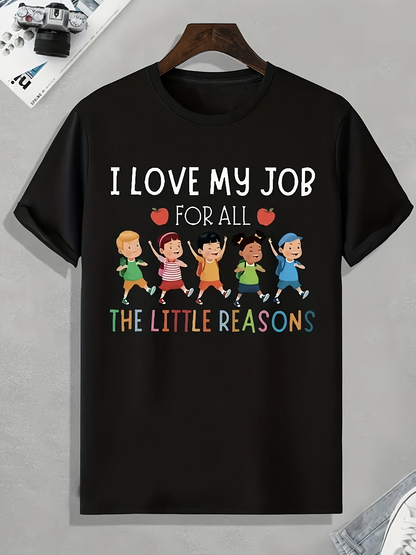 Men's Graphic T-Shirt I Love My Job With Dancing Kids And Colorful Letters Children