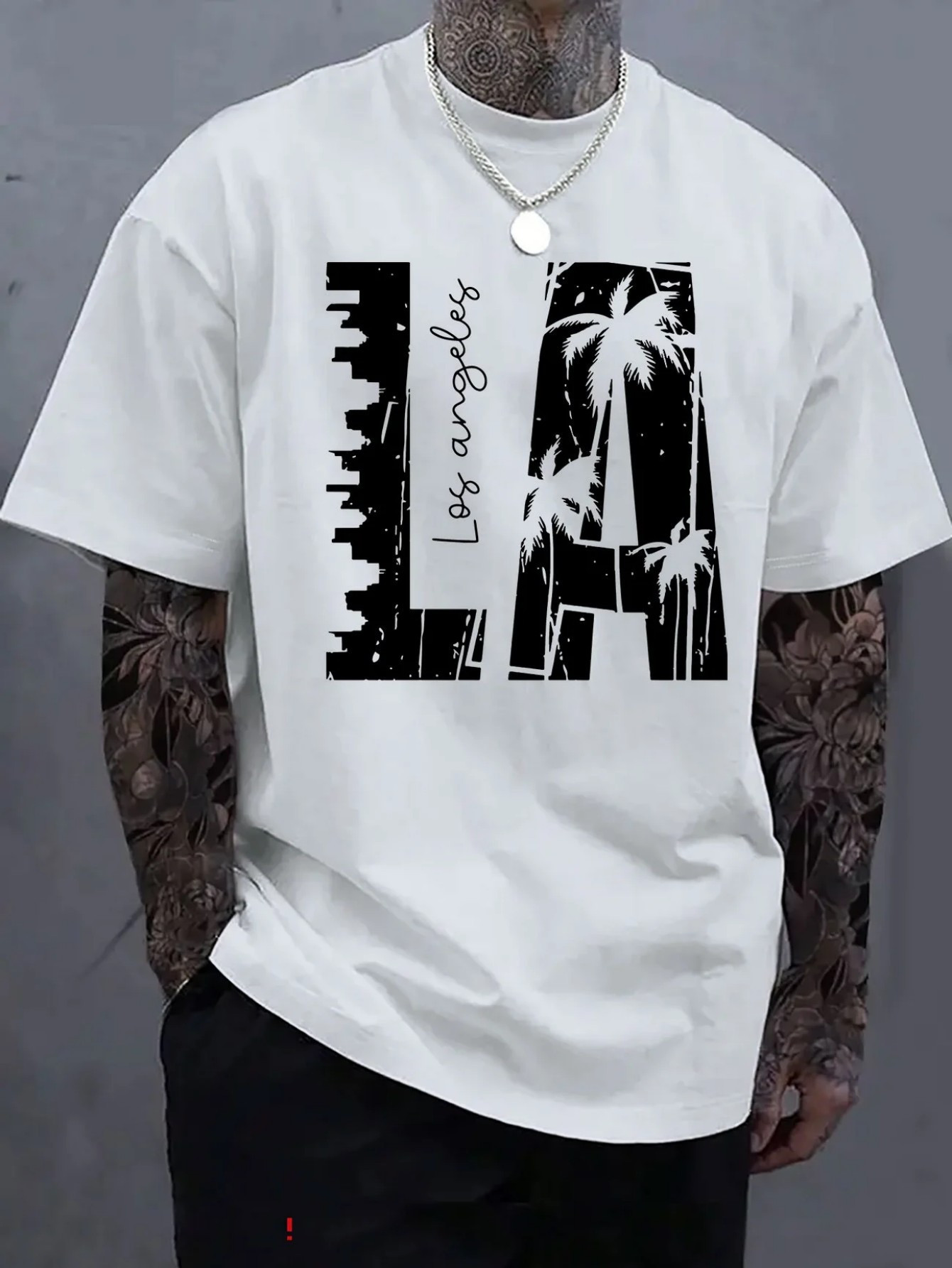 Men's Graphic T-Shirt Los Angeles Palm Trees Skyline And Cityscape With LA Letters
