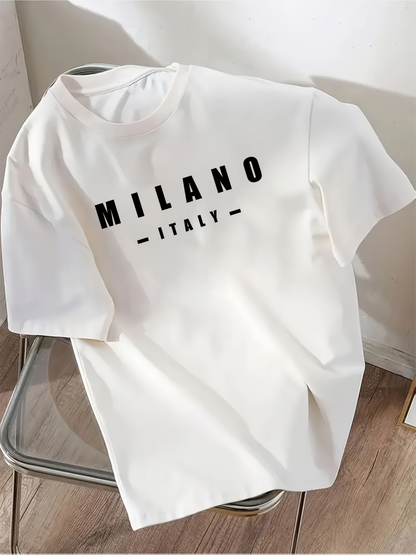 Men's Graphic T-Shirt Milano Italy Minimalist Monochrome Statement Typography T Shirt
