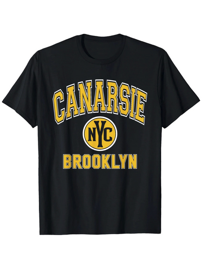 Men's Graphic T-Shirt Canarsie NYC Brooklyn Collegiate Letter Style Graphic Typography T Shirt